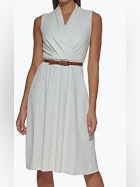 Tommy Hilfiger Ivory Sleeveless Midi Dress